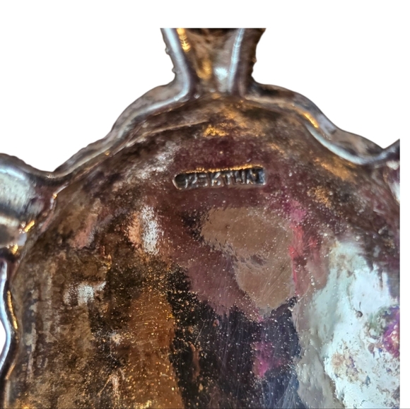 Sterling Silver Turtle Marcasite Topaz Color Pave Crystal Pendant - Picture 6 of 7